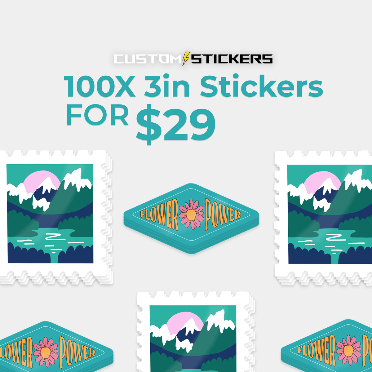 100x Die Cut Stickers for $29.99 3