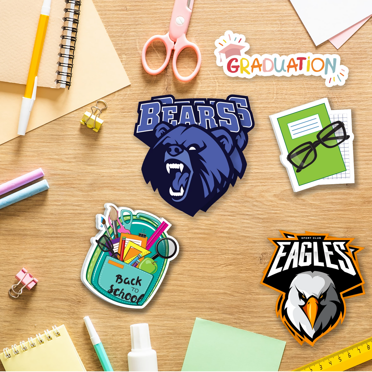 Personalized School Stickers / Labels (Printed/Shipped), Back to