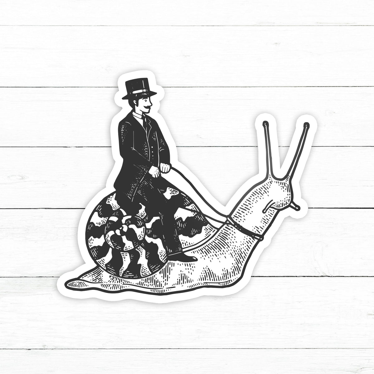 Man Riding Snail Sticker | Waterproof Vinyl | 3in – CustomStickers.com