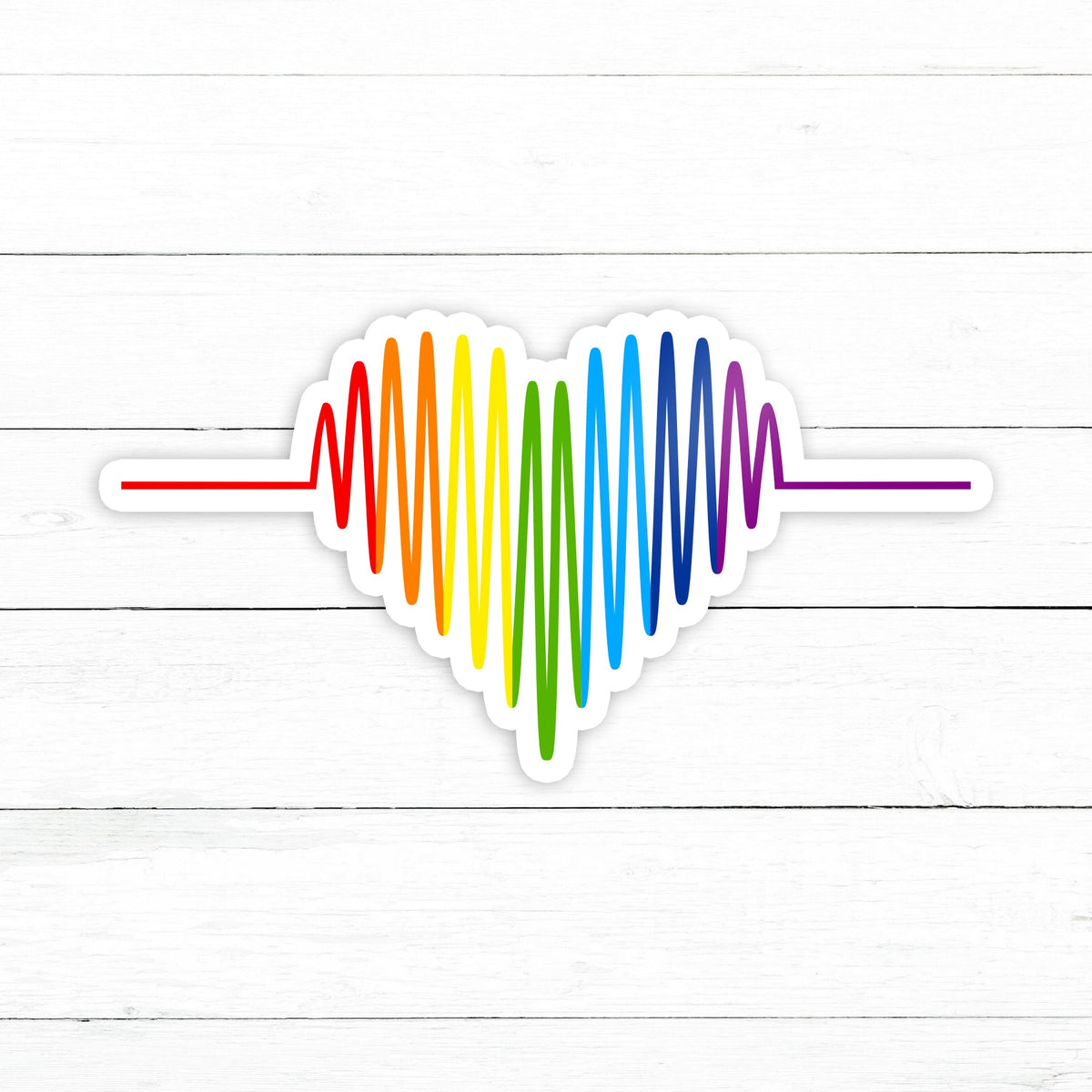 Rainbow Heart Beat Sticker | Waterproof Vinyl Decal | 3in ...